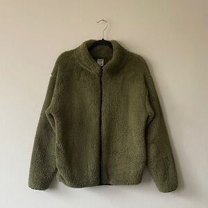Pink Victoria’s Secret Olive Green Fleece Jacket – Size L
